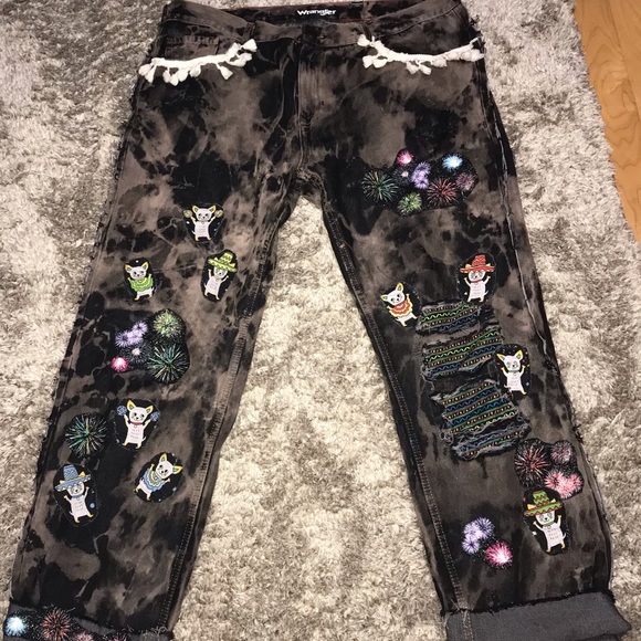Wrangler Denim - Upcycled chihuahua jeans magnolia pearl inspired style OS